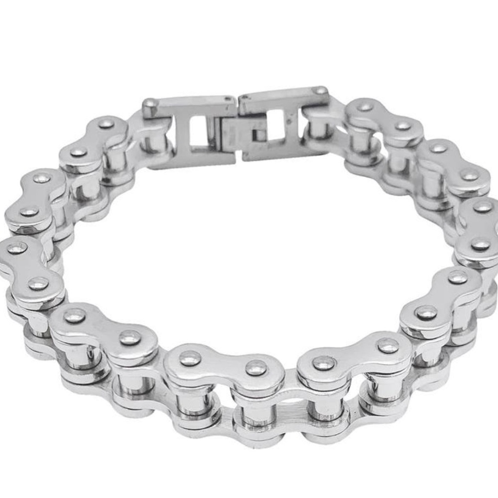 NWT!!! Rhodium Plated Stainless Steel Bicycle Chain Bracelet